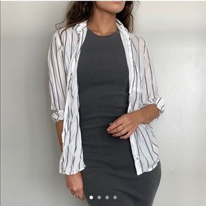 White and Grey Stripe Button-Up